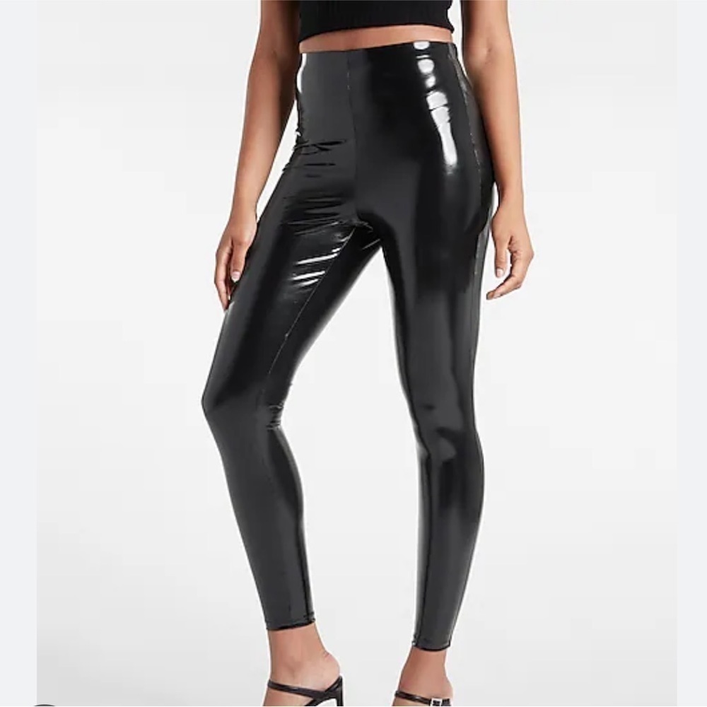Express hight waisted faux patent leather leggings size XS